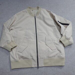 Everlane Womens Jacket Large Beige Full Zip Oversized Bomber